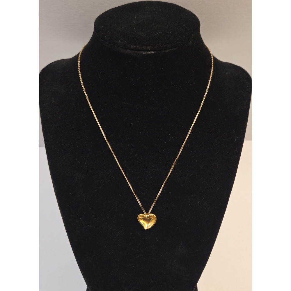 Rare Tiffany & Co 1980 Elsa Peretti Full Heart Necklace In 24K & 18K Yellow Gold